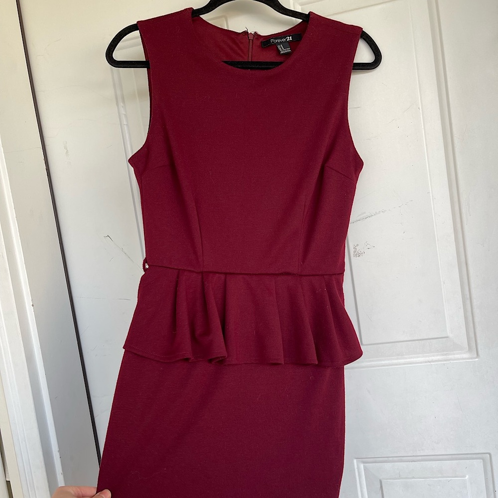 Forever 21 Maroon peplum sleeveless mini dress
